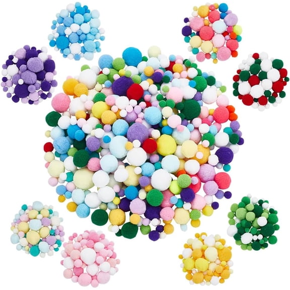 400pcs 8 Colors 8~30mm Pompom Puff Balls Mini Soft Craft Pom Pom Balls Ornaments
