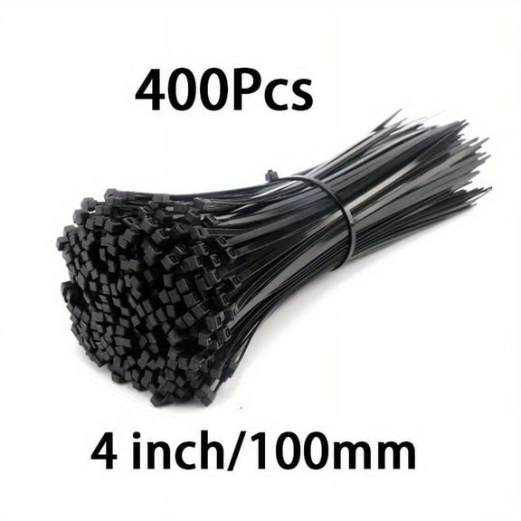 400pcs Black Nylon Cable Ties In Various Sizes, 12+8+6+4 Inches, Multi-purpose Self-locking Nylon Cable Management, Plastic Cable Ties For Home, Office, Garden, Workshop