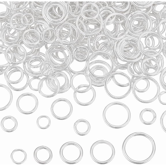 400pcs Closed Jumps Rings 5 Size Brass Soldered Jump Rings 18~21 Gauge Silver Round Rings Chainmail Rings Junction Rings Jewelry Connector DIY