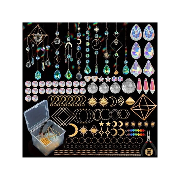 400pcs Crystal Suncatcher Making Kit, Rainbow Prism Hanging Decor Pendant For Windows, Indoor & Outdoor Garden, Wedding Party Decor, Glass Craft Supplies For DIY Suncatcher Making