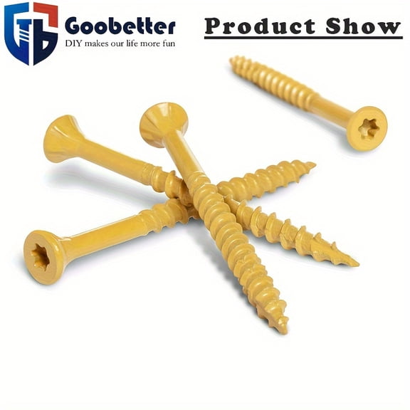 400pcs Deck Screws Set - T25 Torx Self Tapping Wood Screws, #10*3-1/2 Exterior Rust Resistant Screws with Yellow Ceramic Coating, Easy Installation for Outdoor Wood Fastening