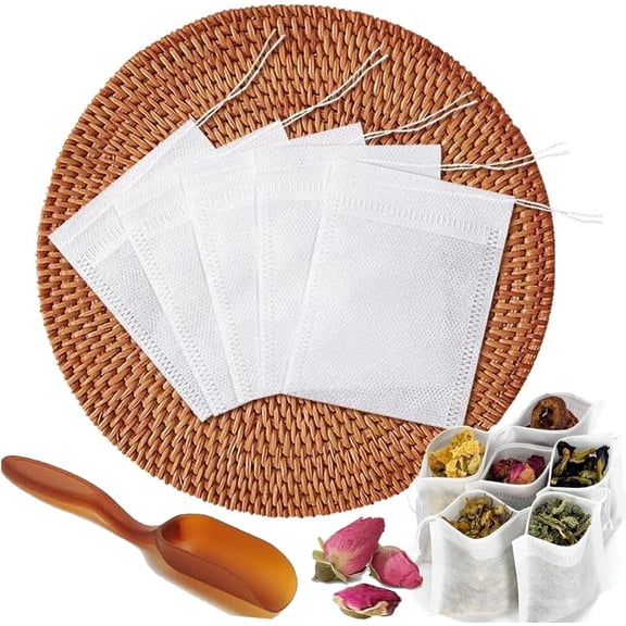 400pcs Disposable Tea Bags for Loose Leaf Tea, Include Free Tea Spoon, Fillable Filter Infuser Sachets for Tea, Coffee, Herbs & Spices (3.54" x 2.75")