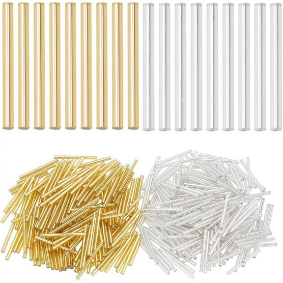 400pcs Extra Long Bugle Beads 31~34mmx3mm Glass Bugle Beads Tube Seed Bead Craft Beads Loose Spacer Beads for Fringe Earrings Bracelets Necklaces DIY