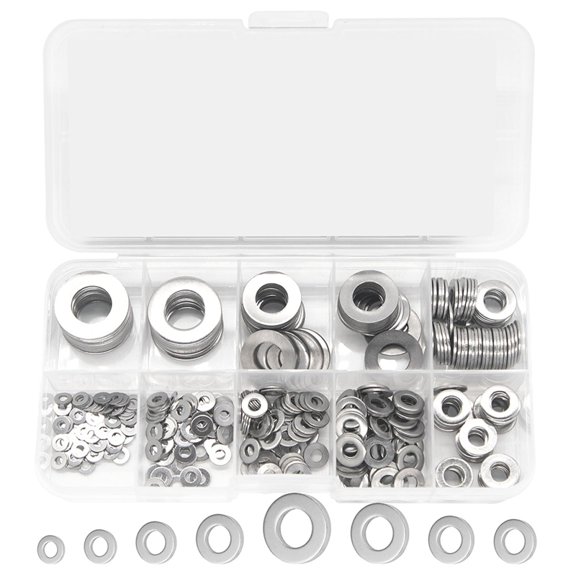 400pcs Flat Washer Assortment Kit Stainless Steel Flat Thin Gasket M2 M5 M6 M8 M10 Metal Threaded Gasket Flat Gasket