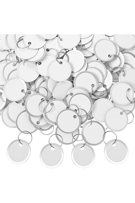 400pcs Metal Rim Key Tags with Ring,1.2 Inches White Bulk Key Labels Tags Round Paper Tag,Double-Sided Writable Keys Chain Tag for Marking Room Numbers Price Item Number