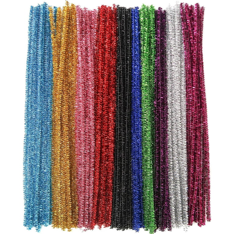 Menkey 400pcs Pipe Cleaners Bulk 10 Assorted Colors Chenille Stems Craft Supplies 6mm x 12 inch Fuzzy Glitter Pipe Cleaners for DIY Art Creative Crafts