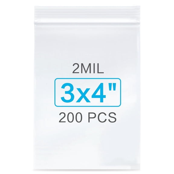 400pcs Plastic Bags, 3 x 4 inch 2 mil Jewelry Bags, Clear Small Zip Bag, Resealable Zip Bag for Small Business, Storage, Candy