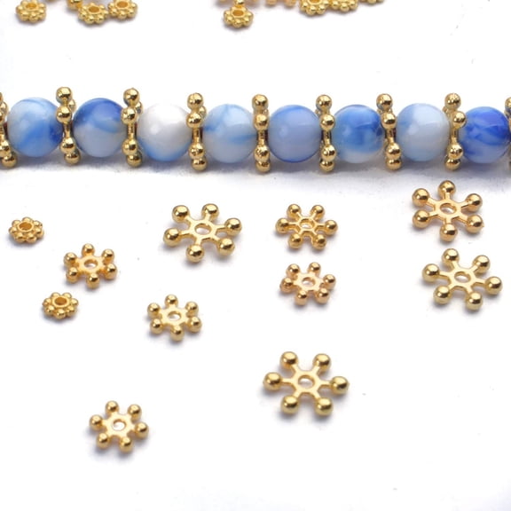 400pcs Snowflake Spacer Beads Daisy Jewelry Bead Charm Spacers Flat Metal Spacers for Bracelet Necklace Jewelry Making,4mm/6mm/8mm/10mm