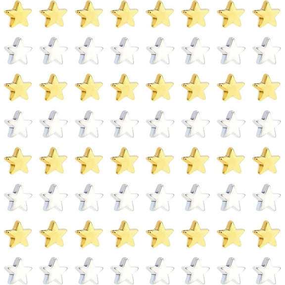 400pcs Star Spacer Beads Silver Gold Plated Metal Star Beads Small Twinkle Star Beads Star Charm Beads for DIY Jewelry Necklace Earring Bracelet Christmas 4th of July Handmade Crafts DIY