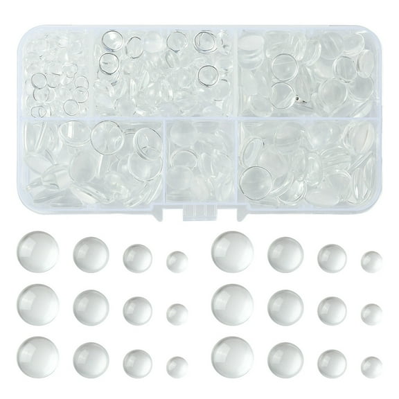 400pcs Transparent Glass Cabochons Clear Dome Cabochon for Cameo Photo Pendants Jewelry Making Clear 5.5~12x3~4mm Glass