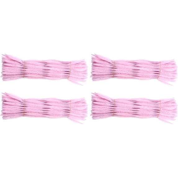 400pcs Twisted Plush Stem Making Cleaners Pink Rods Bendable Craft Supplies Strips DIY Decoration Handmade Chenille Stems Flexible for Twistable Stick Crafted Fuzzy Bumpy Pipe