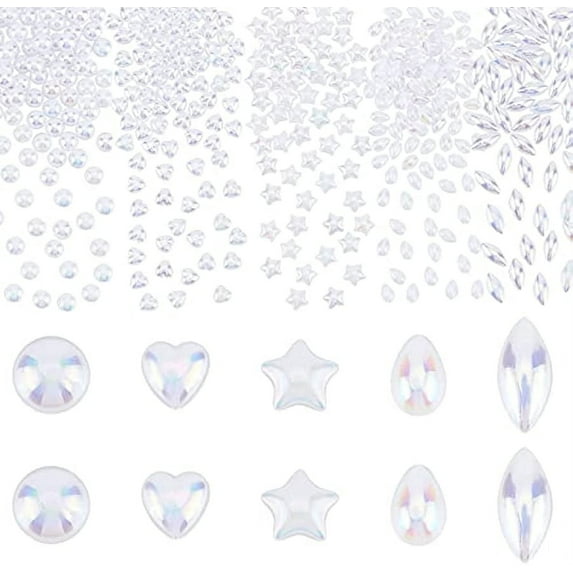 400pcs White Pearl Cabochons 5 Style Acrylic Half Pearl Beads AB Creamy White Craft Pearls Opaque Flatback Pearls