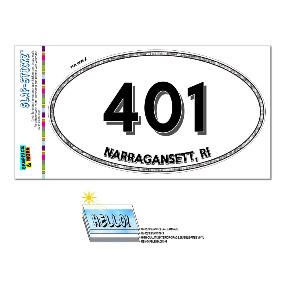 401 - Narragansett, RI - Rhode Island - Oval Area Code Sticker ...