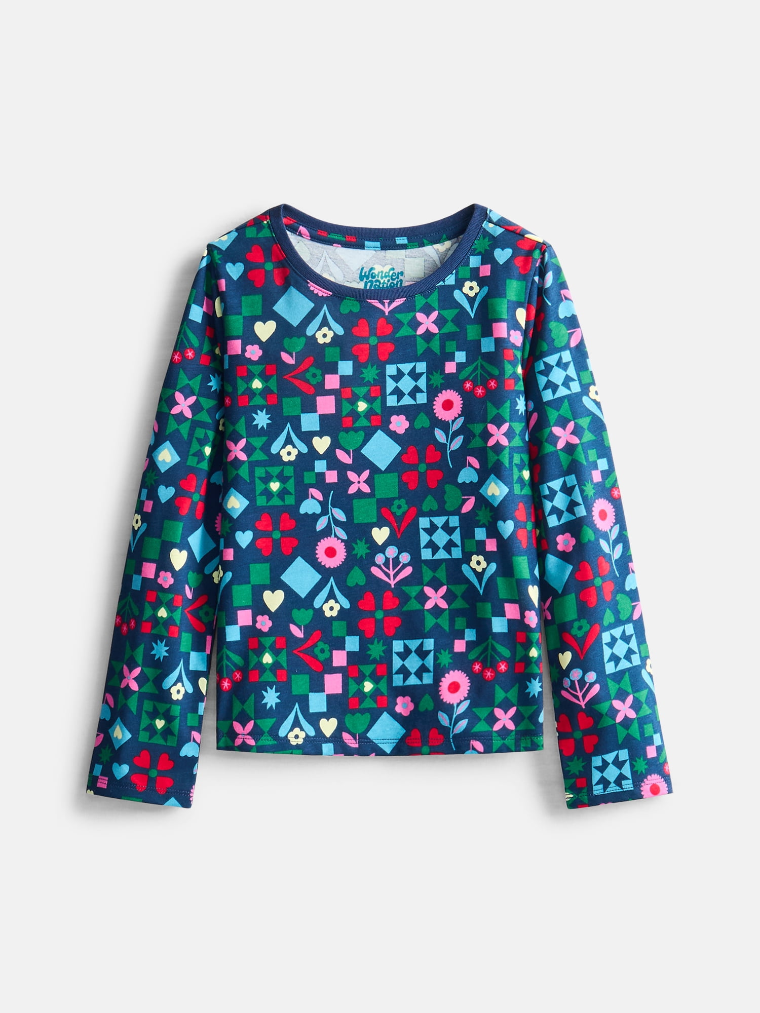 Wonder Nation Girls Kid Tough Tee with Long Sleeves, Sizes 4-18 & Plus