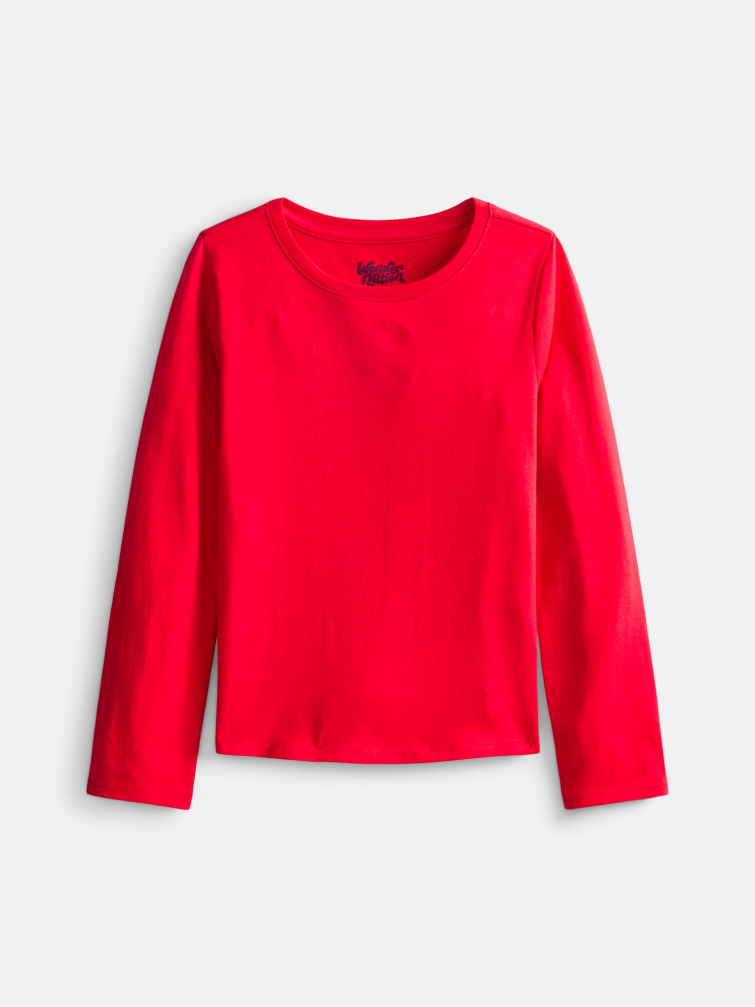 Wonder Nation Girls Kid Tough Tee with Long Sleeves, Sizes 4-18 & Plus