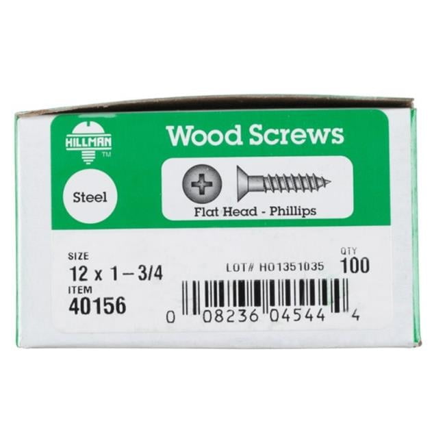 40156 12 x 1.75 in. Flat Head Phillips Wood Screw
