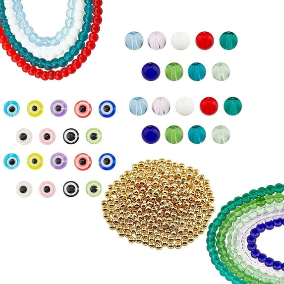 401Piece DIY Evil Eyes Themed Jewelry Set Making Kits Including Glass Beads Strands Resin Beads Alloy Spacer Beads and Jute Twine Mixed Color 6mm hole: 1mm