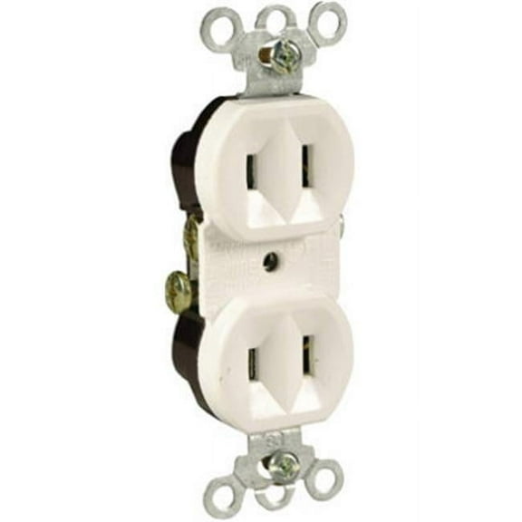4025WCC20 15A, 125V 2 Pole Standard Duplex Outlet - White