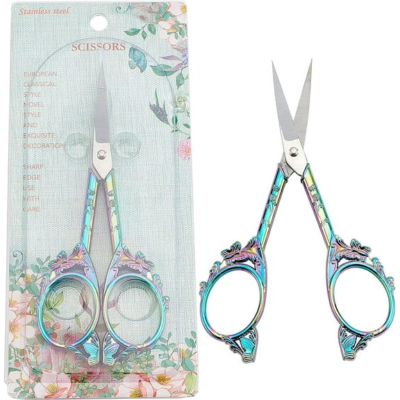 402J2 Stainless Steel Scissors with Zinc Alloy Handle Butterfly Rainbow Color 12x5.1x0.5cm art
