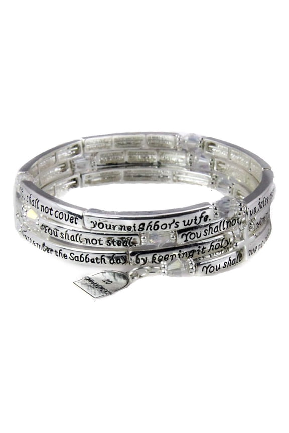 4030709 10 Commandments Coil Bracelet Exodus Religious Cross Bible Scripture