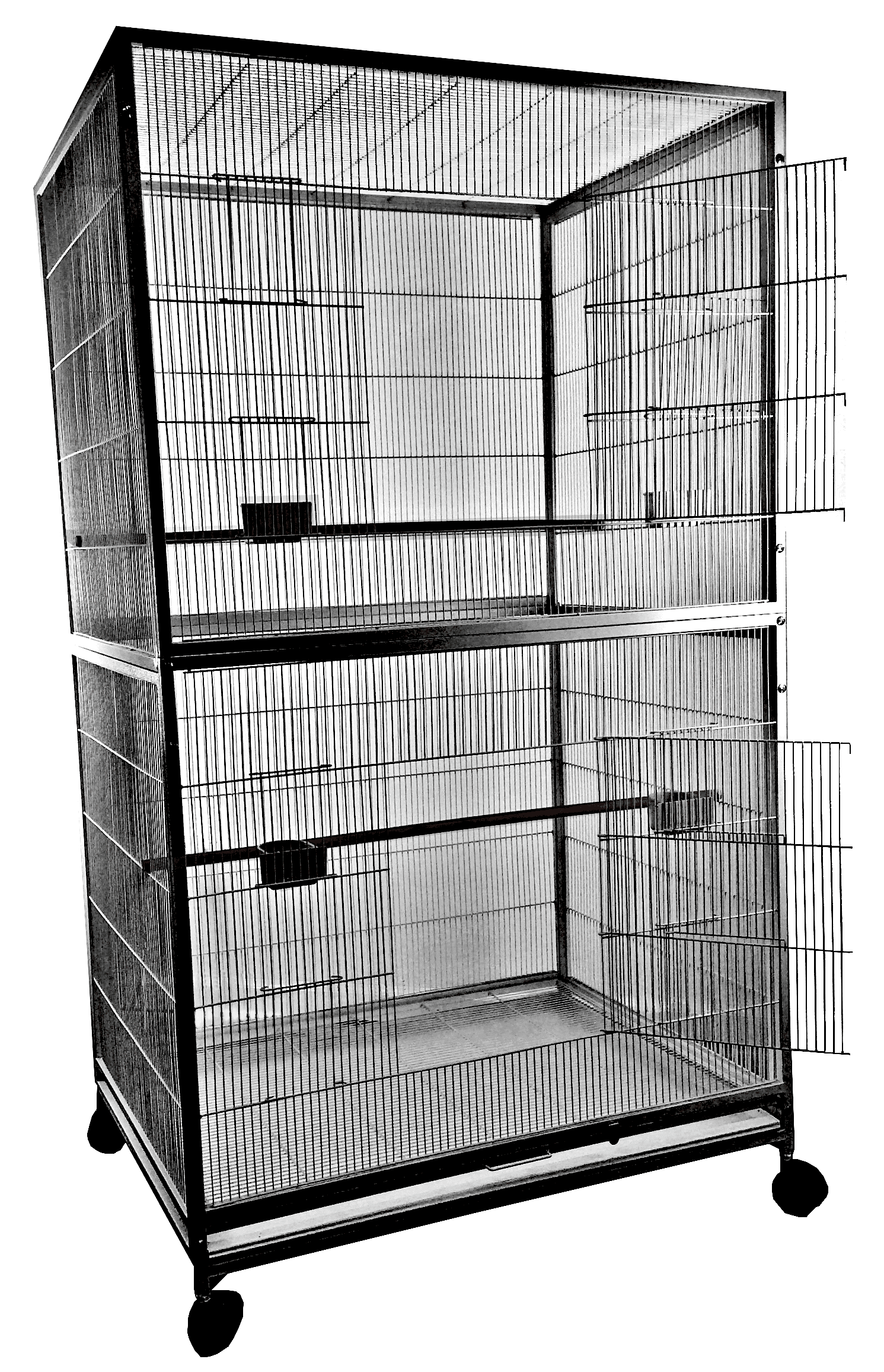 Extra Large Black Steel Flight Bird Cage with Wheels