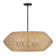 thumbnail image 1 of 7 Light Large Drum Chandelier-Black Finish-Camel Shade Color Hinkley Lighting 40385Blk-Cml, 1 of 8