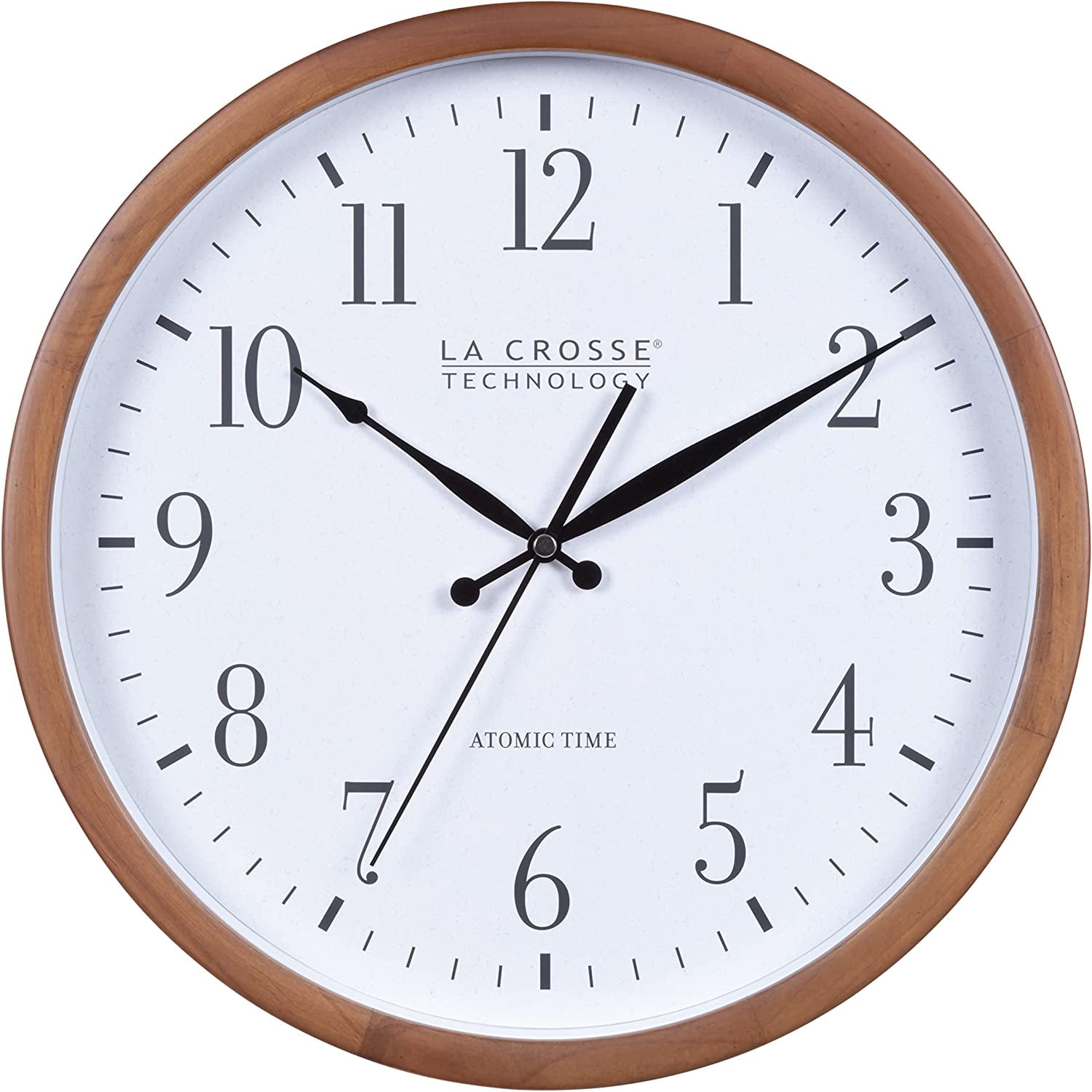 12.8" Walnut Atomic Analog Wall Clock with Glass Lens