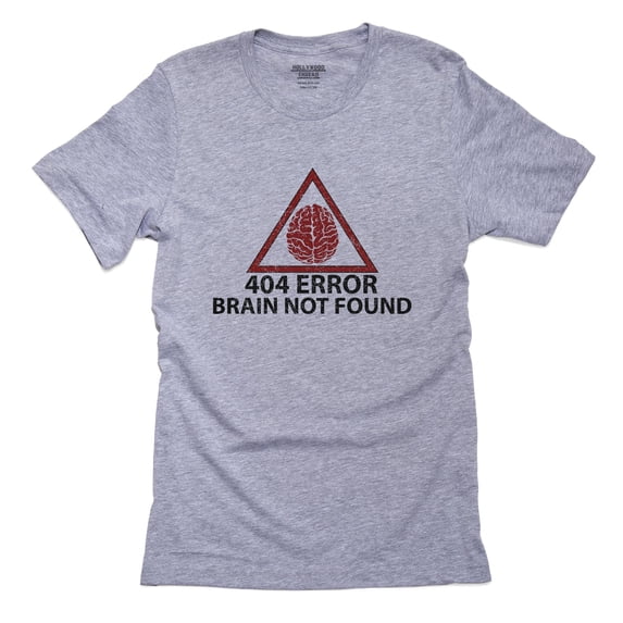 404 Error Brain Not Found - Hilarious Computer Geek Men's Grey T-Shirt