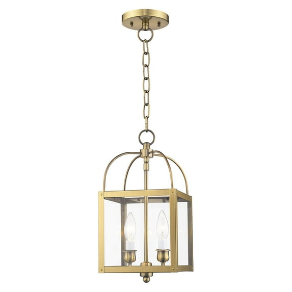 Livex Lighting Milford 2 Light Antique Brass Chain Hang/Ceiling Mount