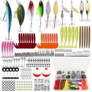 404pcs Fishing Lures for Bass Trout Salmon,Fishing Tackle Box with Tackle Included for Freshwater and Saltwater,Fishing Gear and Equipment Including Crankbaits, Spinnerbaits, Plastic Worms, Jigs