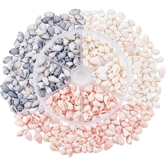 405pcs 3 Styles Natural Conch Shell Beads 0.2~0.5 Inch Small Seashells Drilled Conch Seashells with 1~4mm Hole