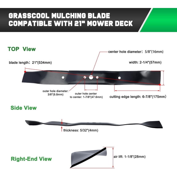 406712 532406712 Mower Mulching Blade for Craftsman Husqvarna 21 inch Deck Push Walk Behind Lawnmower Replace 165833 175064 189028 532189028(2Pack)$$Tools