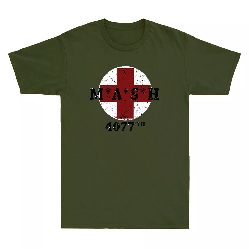 4077 Army 4077th in Red Cross Military Logo Vintage Men's Short Sleeve