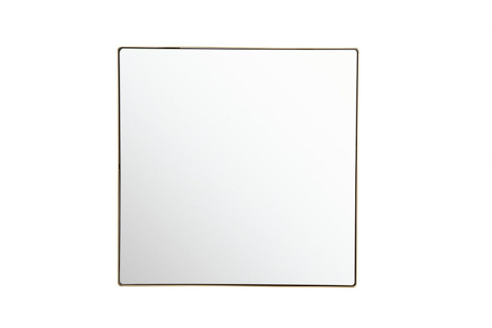 Elegant Gold Finish 30x30 Inch Rounded Square Wood Wall Mirror