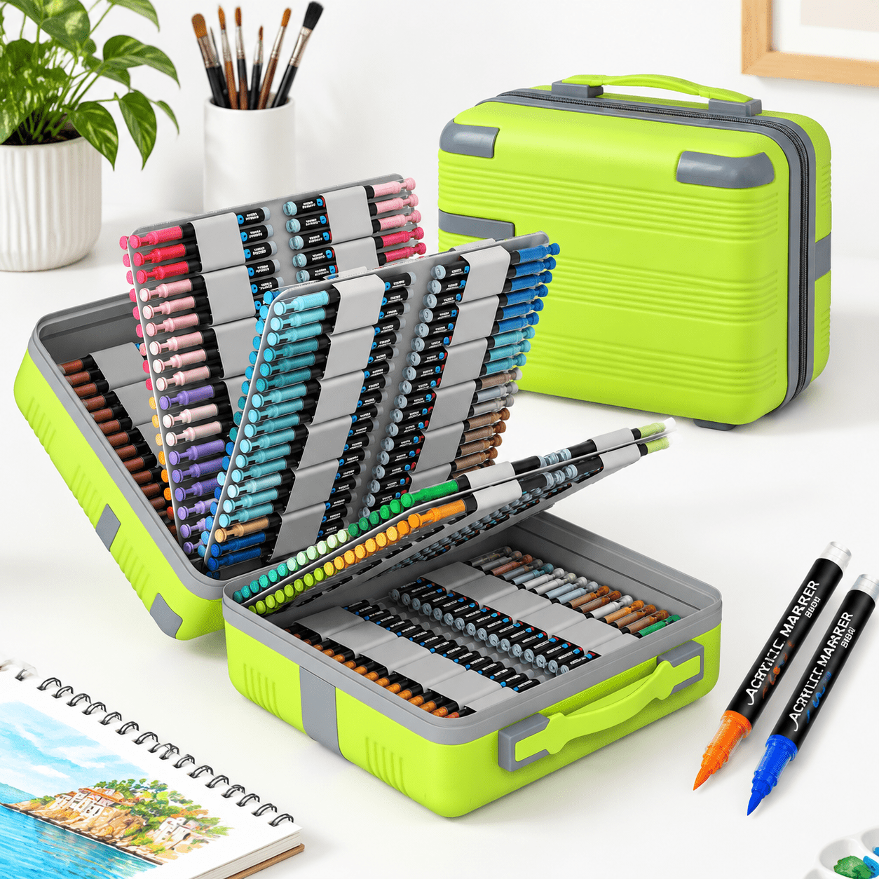 408 Colors Markers with Brush Tip, Waterproof Paint Markers for Art ...