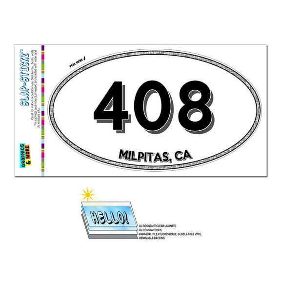 408 - Milpitas, CA - California - Oval Area Code Sticker