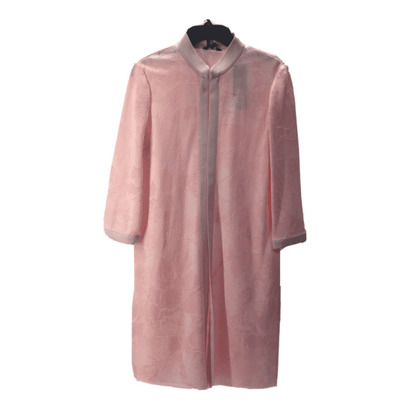 $408 Ming Wang Womens Heritage Fit Floral Long Knit Jacket, Peach, S