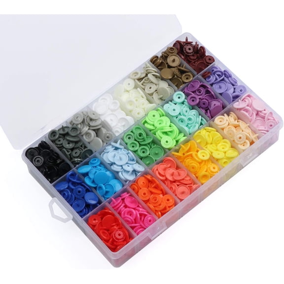 408 Sets Plastic Snap Buttons, No-Sew T5 Snaps with Organizer Storage Case, Snap Buttons for Clothes Bibs Diapers Crafts