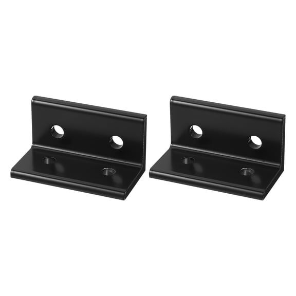 4080 Aluminum Extrusion Profile Corner Bracket, 4 Holes L-Shape Black Bracket, Right Angle Joint Connectors, 2 Packs