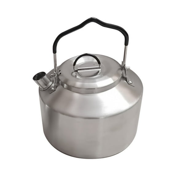 4082 Black Handle 1.8L Stainless Steel Outdoor Kettle Teapot Portable Hot Water Kettle for Camping Barbecue Cooking 304 Stainless Steel Fast Boiling