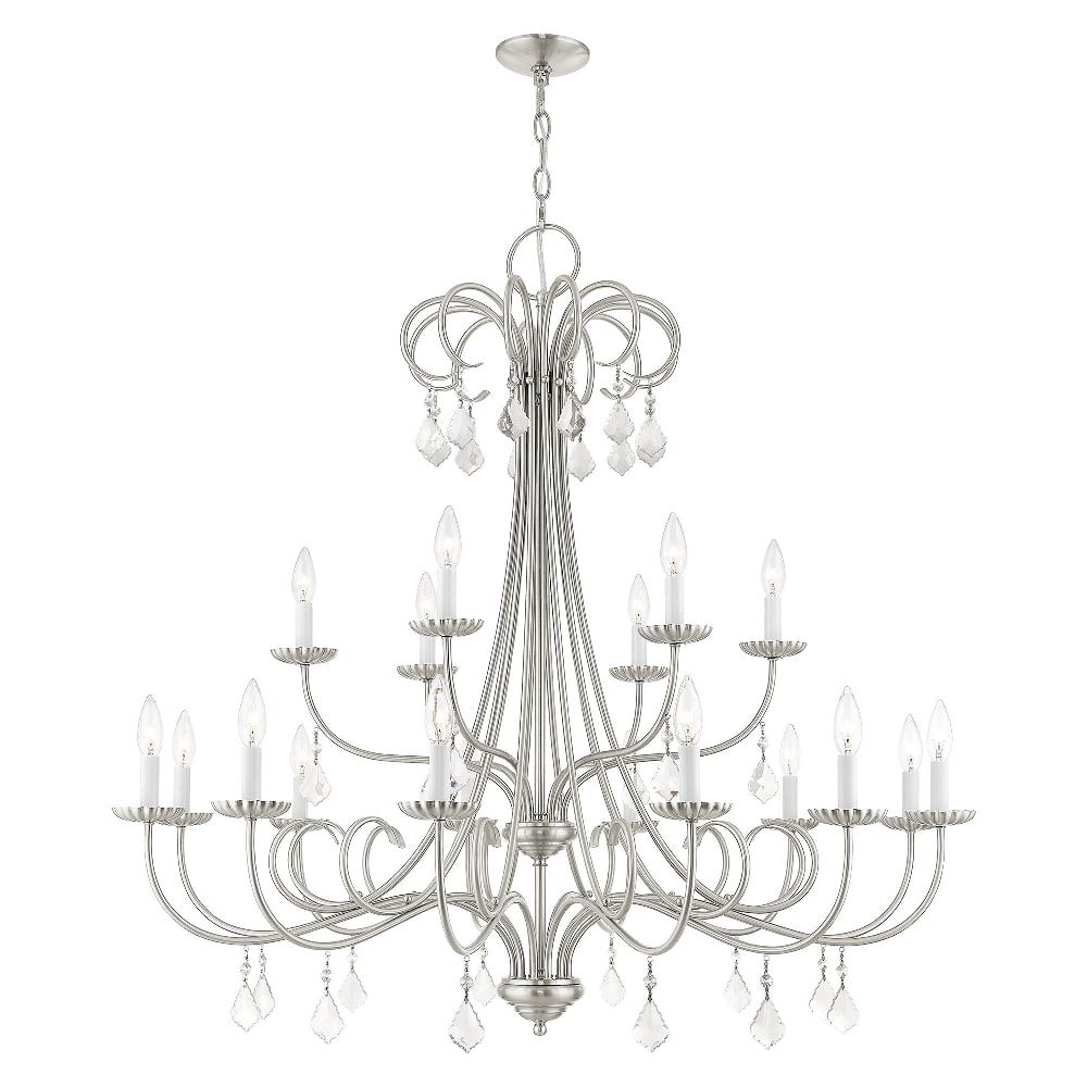 Elegant Brushed Nickel 18-Light Chandelier with Crystal Accents