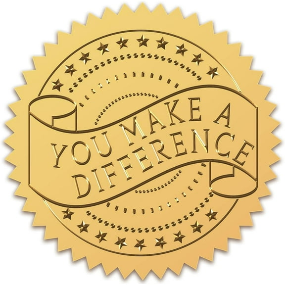408Pcs 2" Embossed Certificate Seals You Make a Difference Self Adhesive Embossed Seals Gold Stickers Medal Decoration Labels for Envelopes Diplomas Certificates Awards Graduation