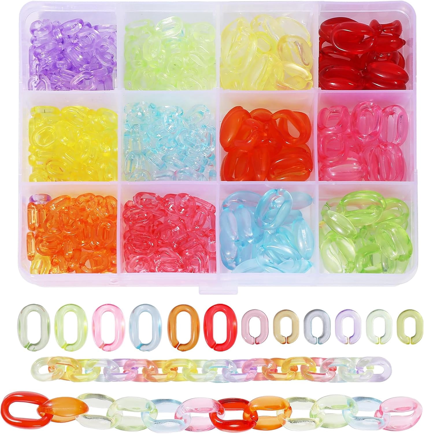 Translucent Linking Rings 408Pcs 2 Styles Opaque Acrylic Linking Ring Oval Quick Link Connectors ...