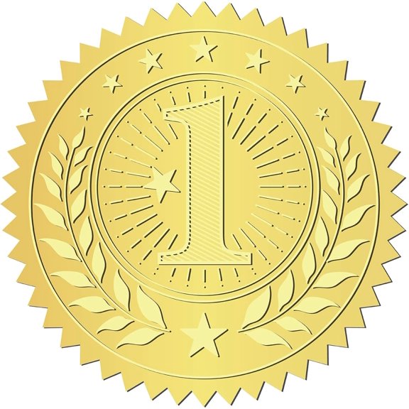 408Pcs No.1 Gold Foil Embossed Stickers 2" Self Adhesive Envelopes Seals Sticker Labels for DIY Award Wedding Invitation Graduation Corporate Certificates Diplomas Gift Wrapping Decor