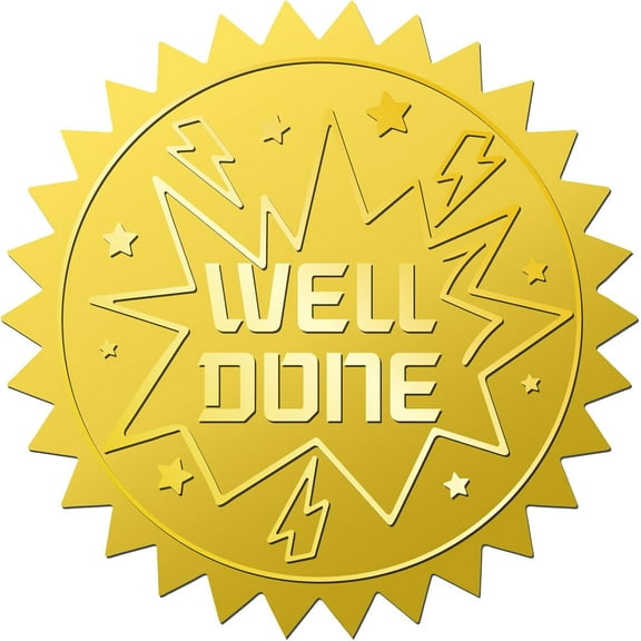 408Pcs Well Done Gold Foil Embossed Stickers 2 Inch Self Adhesive Waterproof Certificate Seals Sticker Labels Round Dot Decals for DIY Award Envelope Graduation Diplomas Medal Decoration