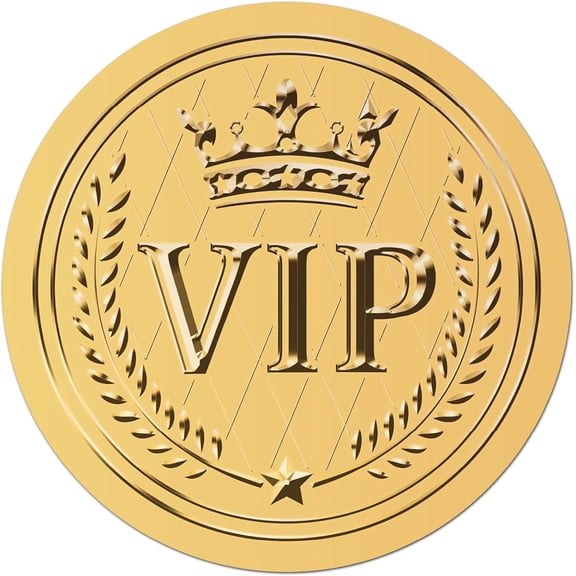 408pcs 2 Inch Gold Foil Stickers VIP Word Star Gold Embossed Gold Certificate Seals Self Adhesive Waterproof Round Dot Medal Decoration Label for DIY Making