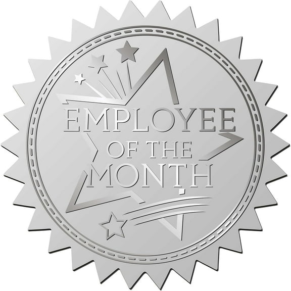 408pcs 2 Inch Star Embossed Envelope Seals Stickers Waterproof Employee of The Month Silver Foil Stickers Certificate Seals Self Adhesive Medal Decoration Label