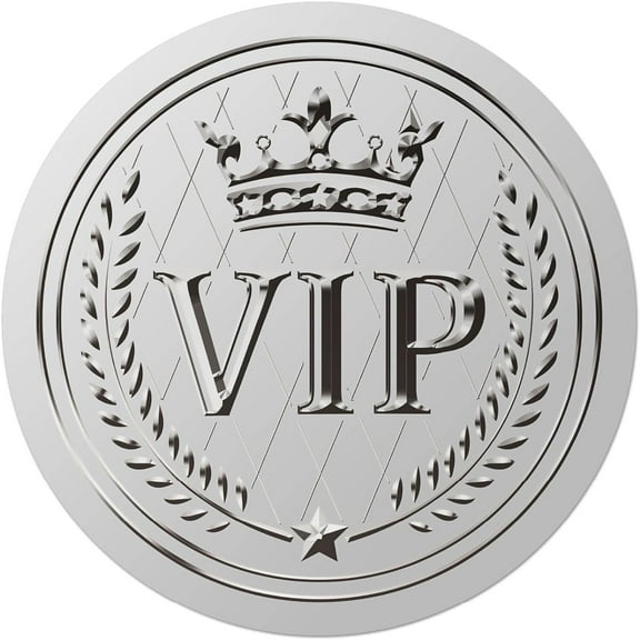 408pcs 2 Inch VIP Silver Foil Stickers Garland Silver Embossed Envelope Seals Stickers Round Self Adhesive Stickers Medal Decoration Label for Graduation Gift Packaging