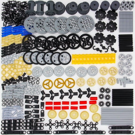 408pcs Technic-Gears-Axles-Pins-Connectors-Wheels-Bush-Differential Tires Tracks, Compatible with Technic-Parts, for Technic-Project-Bulk-Blocks(Random Color)