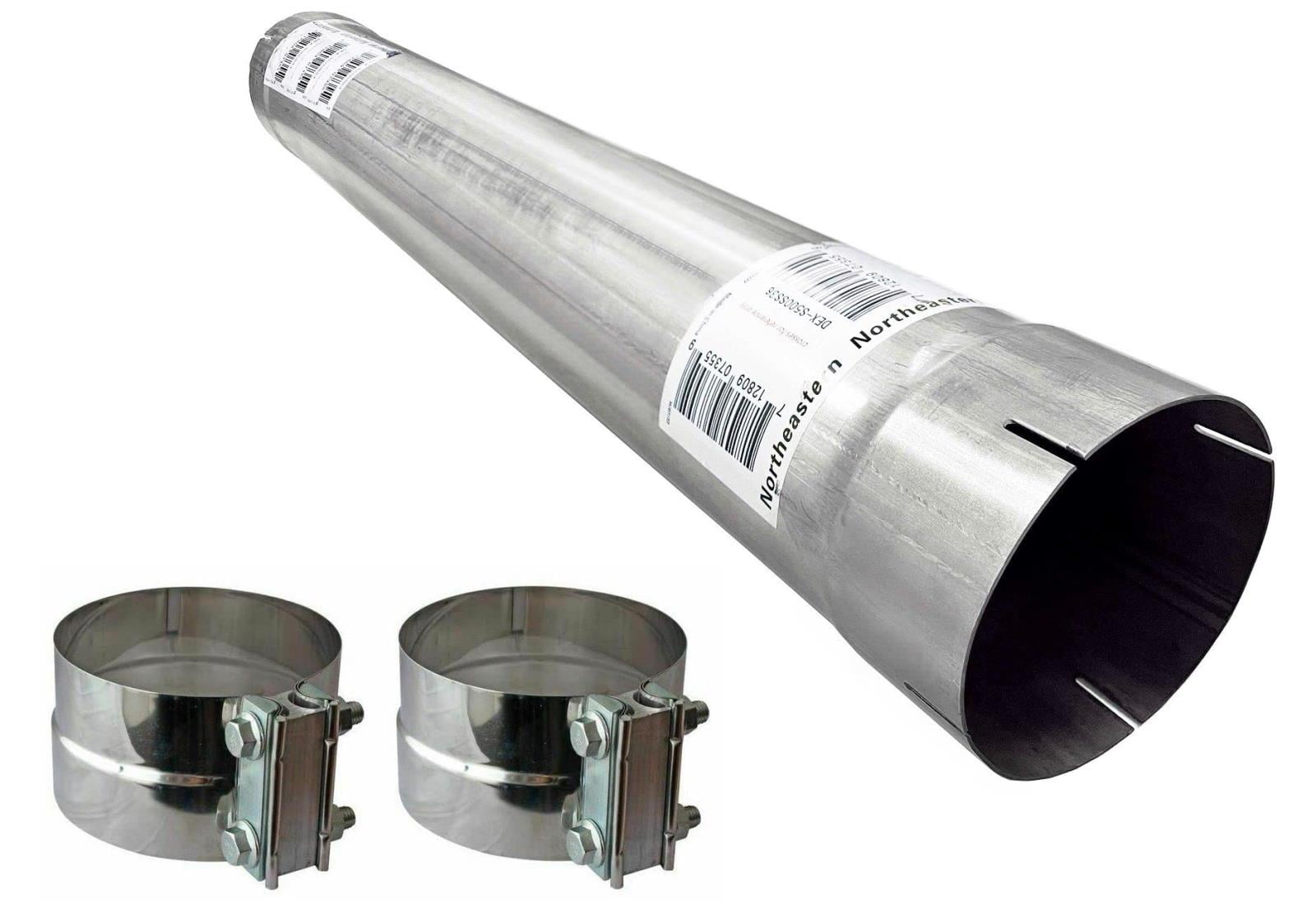 Colt Exhaust | Stainless Steel 5" Straight Exhaust Pipe 36" Length | Universal Fit Exhaust Pipe | Includes Two Lap Joint Band Clamps